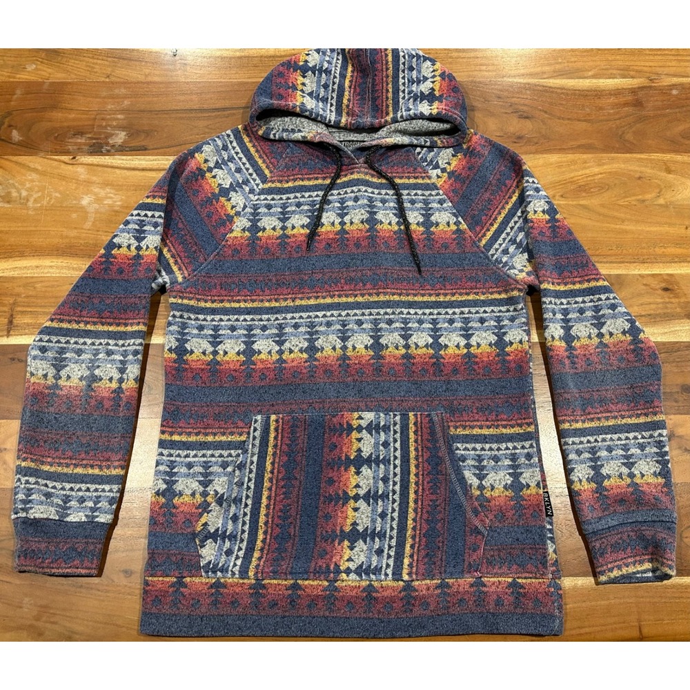 Brooklyn Cloth Mens Southwestern Buffalo Geometric Print Hoodie Blue Red Medium